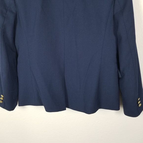 J. Crew Factory Navy Wool-Blend Gold Buttons Academia Career Blazer Sz 10 AZ565 - Picture 11 of 15